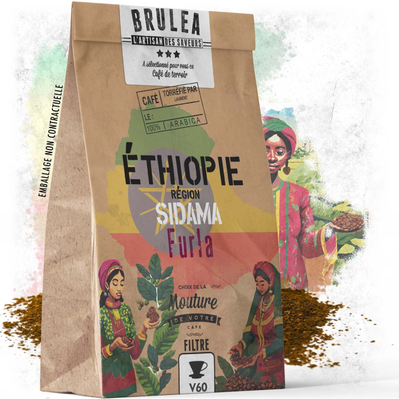 Café moulu Furla d'Éthiopie torréfié - Certifié Naturel - 250gr