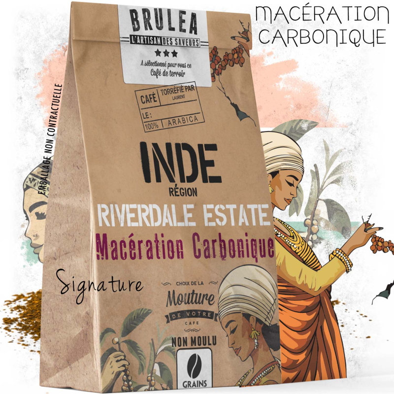 Café en grains Riverdale d'Inde torréfié - Macération carbonique - 250gr